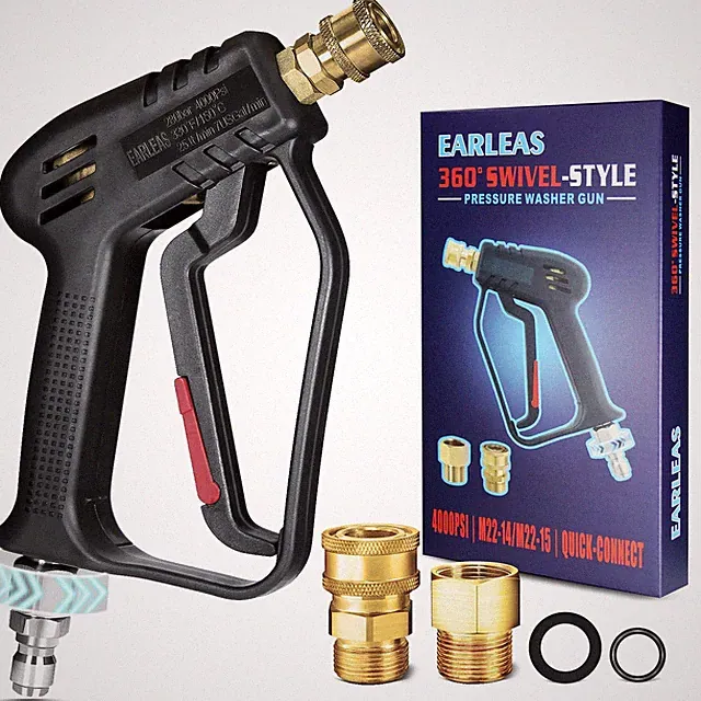 Short Pressure Washer Gun with Swivel, Anti-Tangle Design, Max 4000 PSI, Heav...