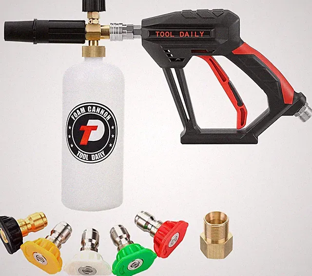 Short Pressure Washer Shooter with Foam Cannon, 1/4" Connector, 5 Pressure Tips