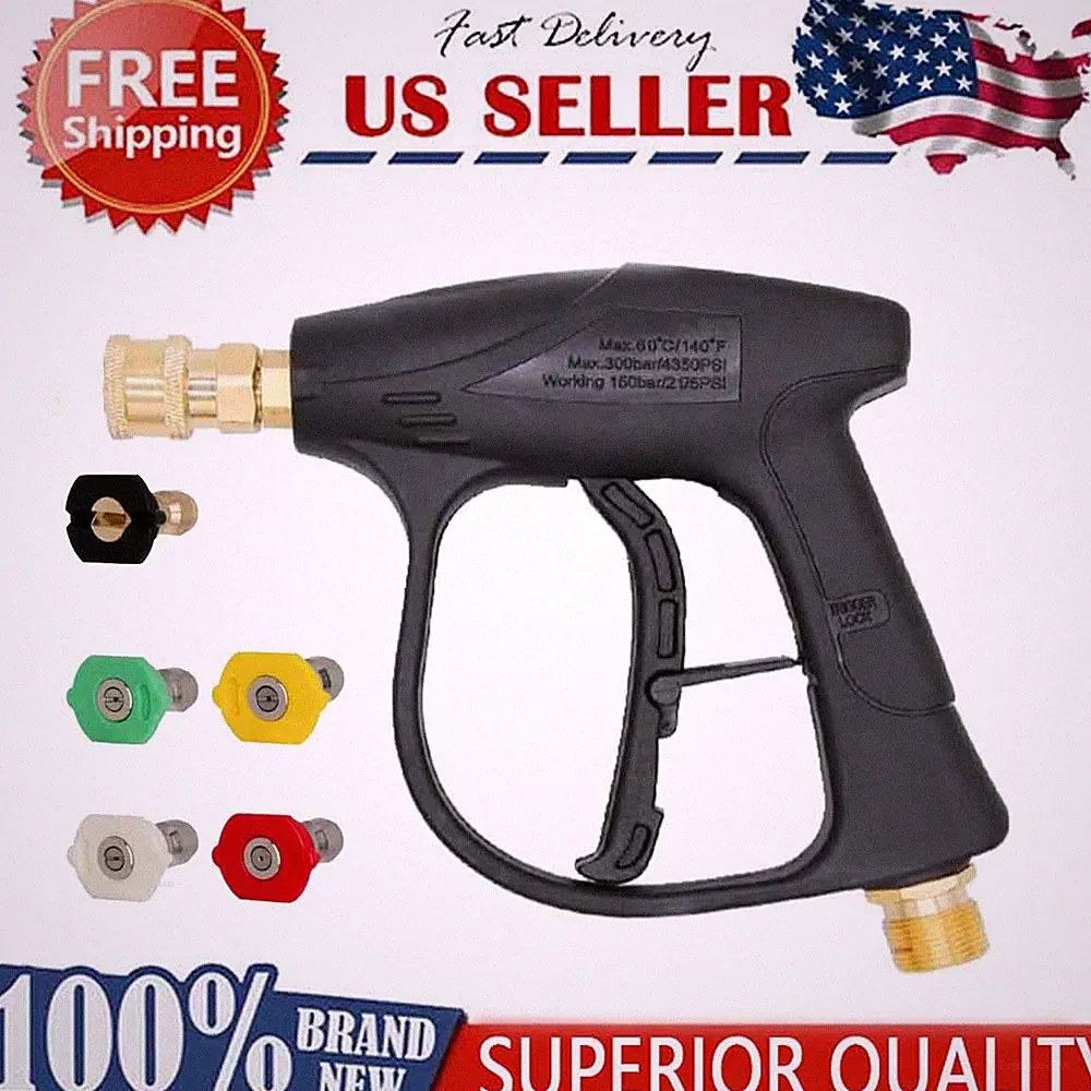 Short Pressure Washer Spray Gun 4350PSI 1/4" Quick Release For Karcher K1-K7 M22