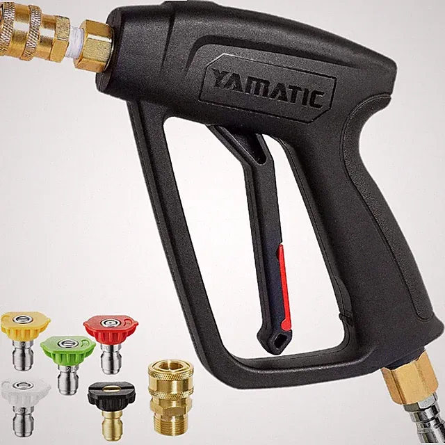 Short Pressure Washer with Swivel Brass 3/8" Quick Connector, Power Washer Ha...