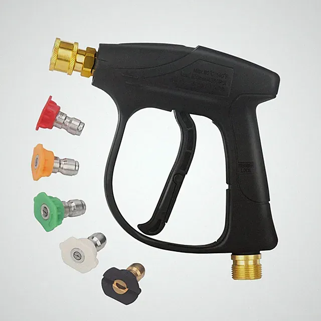 Short Wand High Pressure Washer Handle Gun 3000 PSI 5 Nozzles Black