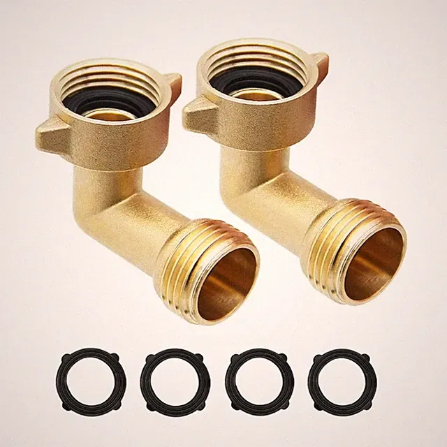 SICILAMIU 90 Degree Garden Hose Elbow, 3/4" Solid 0.75 Inch, Black, Gold