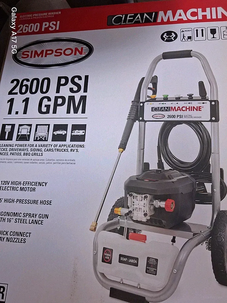 Simpson Clean Machine Electric Pressure Washer 2600 PSI 1.1 GPM 25ft Hose