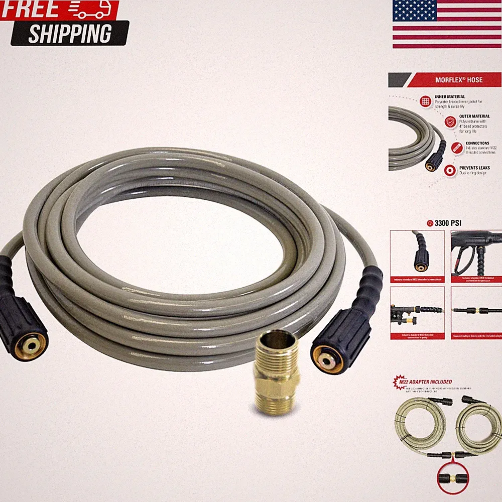 Simpson Cleaning 40224 Morflex Series 3300 PSI Pressure Washer Hose, 1/4" by 25'