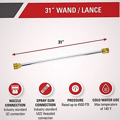 Simpson Cleaning 80479 Universal 31-Inch Pressure Washer Wand for Cold Water