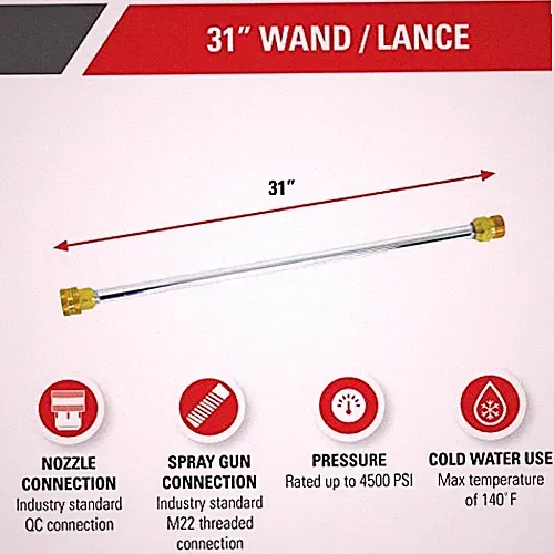 Simpson Cleaning 80479 Universal 31-Inch Pressure Washer Wand for Cold Water