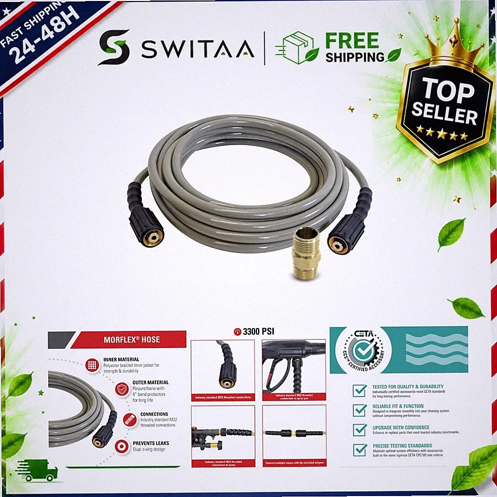 SIMPSON MorFlex 3300 PSI Pressure Washer Hose 25 ft 1/4" M22 Cold Water