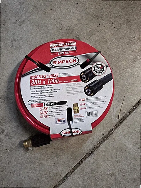 Simpson MorFlex Pressure Wash Hose. 30 feet 1/4" Fits Most Brands Of Washers.
