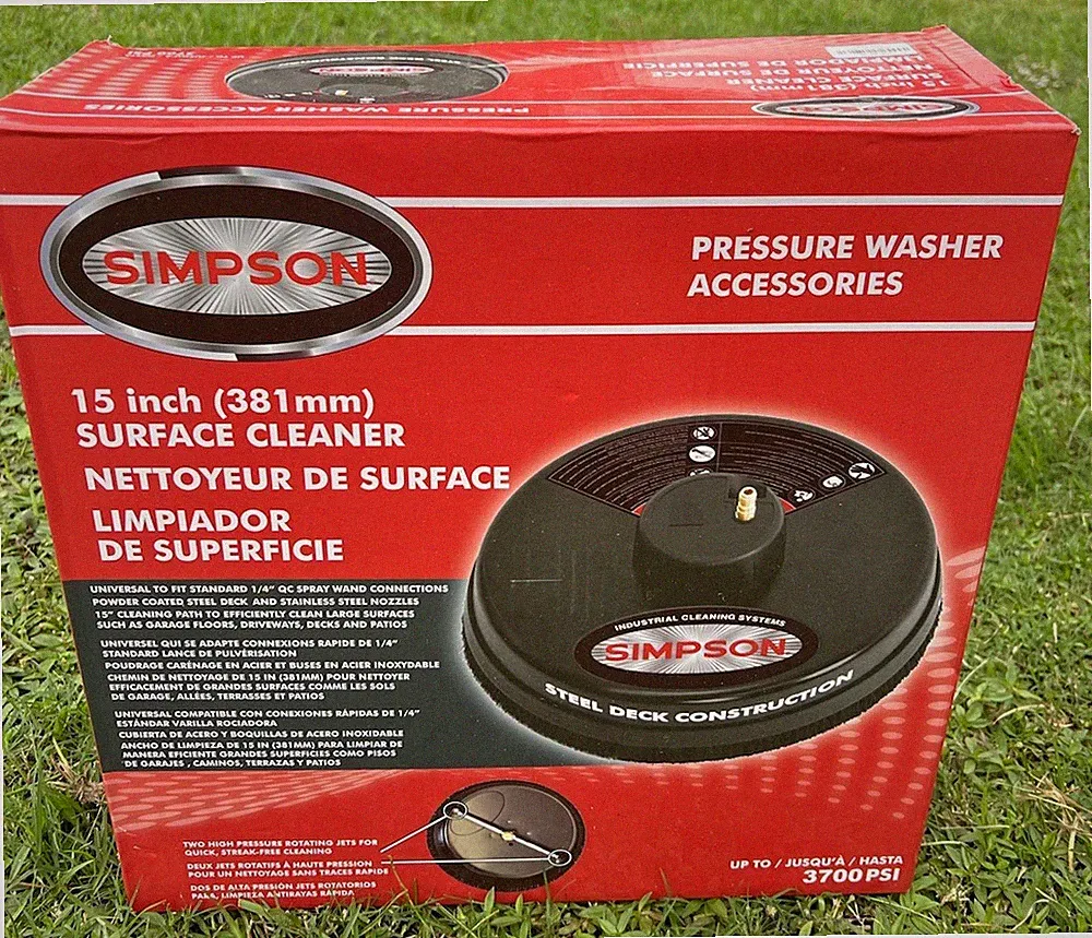Simpson Surface Cleaner 80165, 15" Steel Pressure Washer Accessory Up To 3700PSI