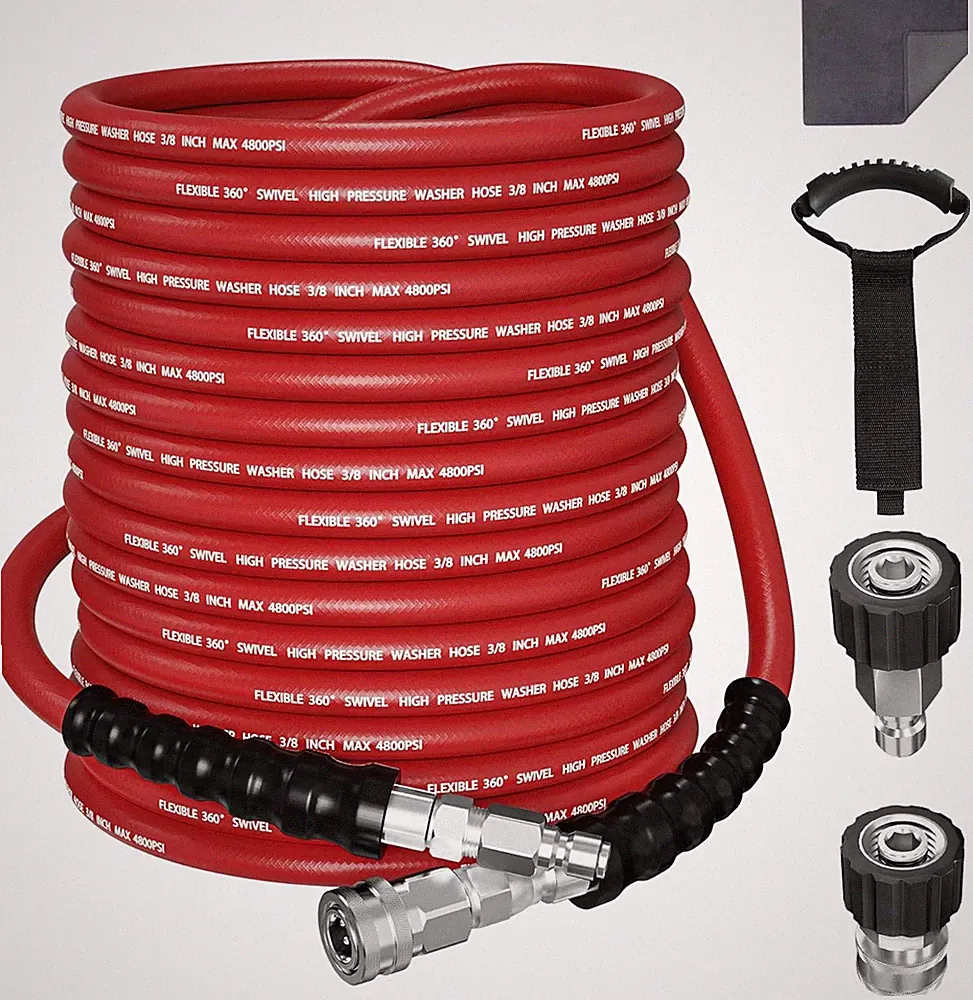 SITIMIMIL® 3/8 Pressure Washer Hose 100FT Hot Water - Commercial Grade 4800PSI S