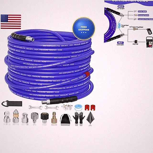 SITIMIMIL 50FT Sewer Jetter Kit 5800PSI 1/4in NPT Hose 4 Nozzles for Pressure