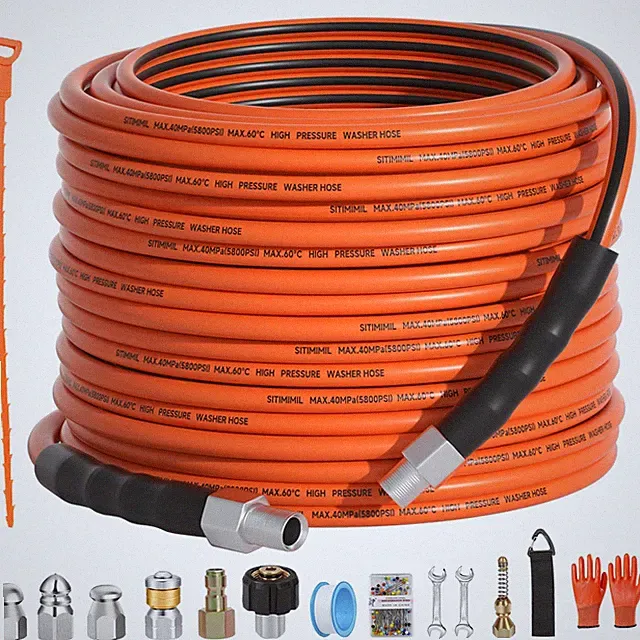 SITIMIMIL Sewer Jetter Kit for Pressure Washer 100FT,5800psi Drain Cleaner Ho...
