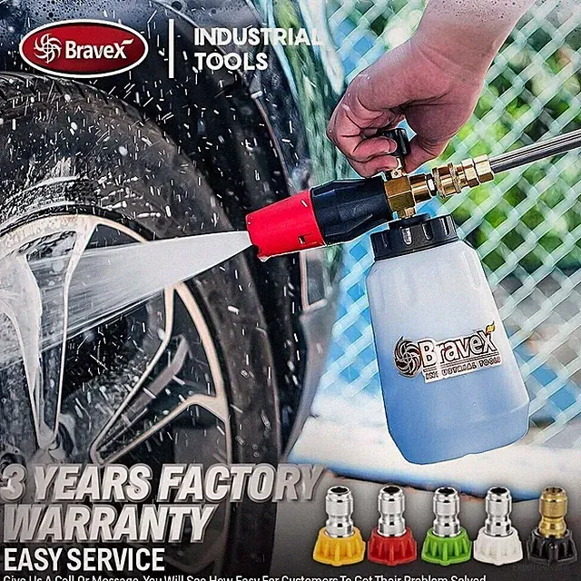 Snow Foam Cannon Spray Jet Bottle 1/4" Pressure Washer Gun Car Wash Lance