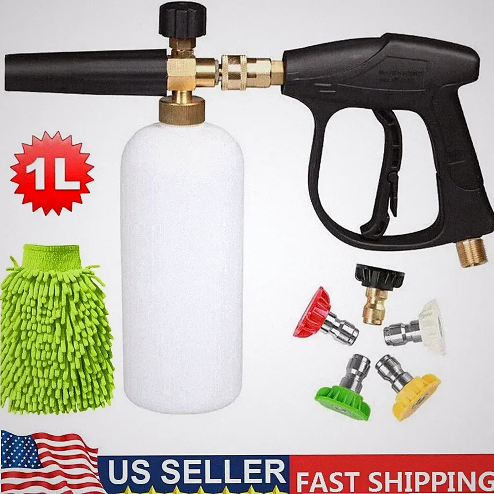 Snow Foam Lance Cannon Soap Bottle Sprayer Pressure Washer Gun Car Wash 1/4" New