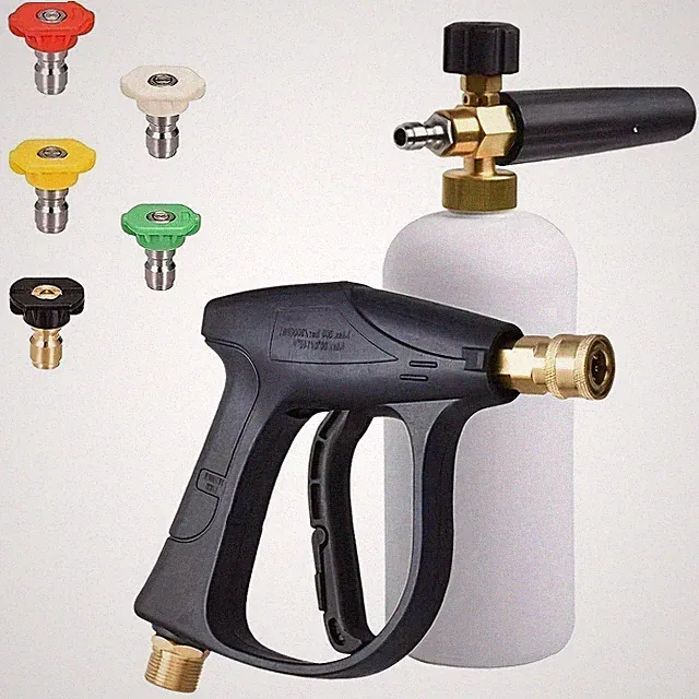 Snow Foam Lance Kit 1000ML Bottle 1/4" Quick Release Foam Cannon With 5 Nozzles