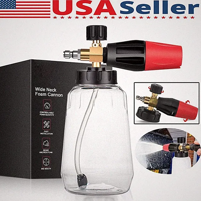 Snow Foam Washer Gun Car Wash Soap Lance 1/4" Cannon Spray Pressure Jet Bottle