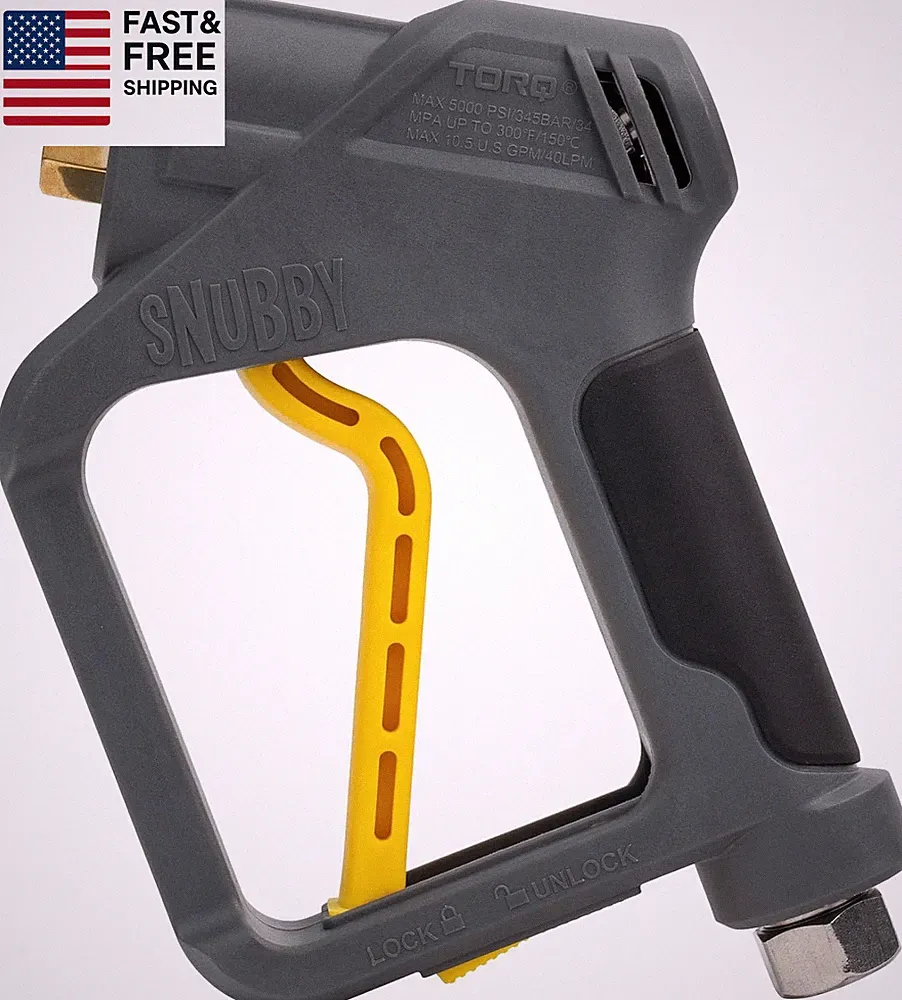 Snubby Pressure Washer Gun with Foam Cannon Attachment - Short Handle for Gas an
