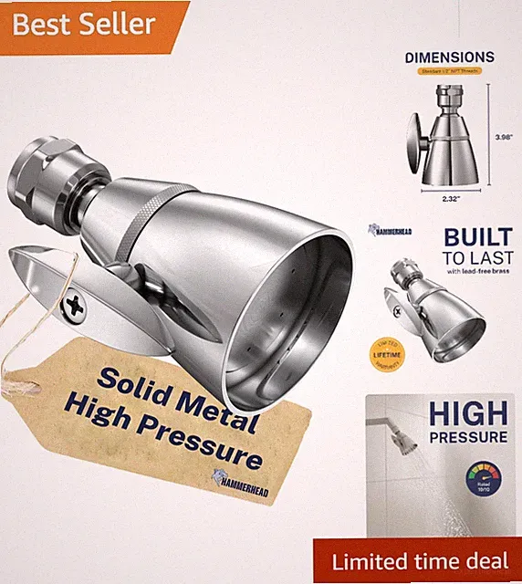Solid Metal 2 Inch High Pressure Shower Heads - CHROME – 2.5 GPM Shower Heads...