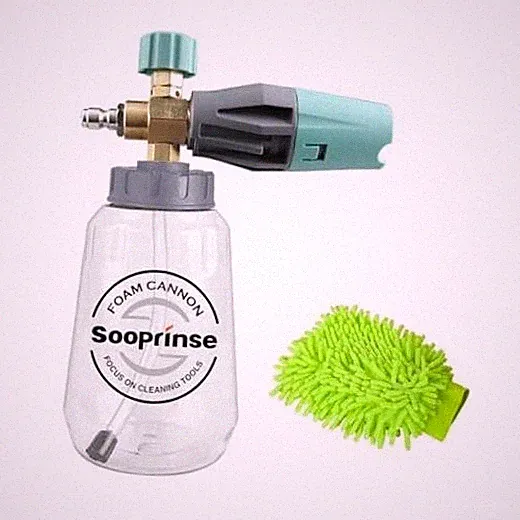 Sooprinse Foam Cannon, Adjustable Snow Foam Lance Transparent Body, Green