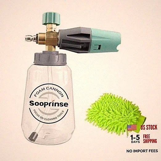Sooprinse Foam Cannon, Adjustable Snow Foam Lance Transparent Body, Green