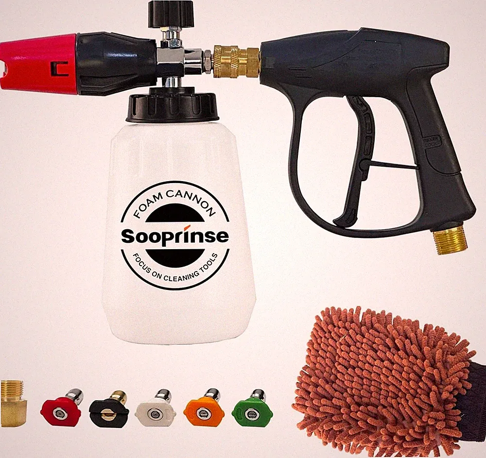 Sooprinse Foam Cannon Kit with Pressure Washer Short Gun, 1 L Snow Foam Lance wi