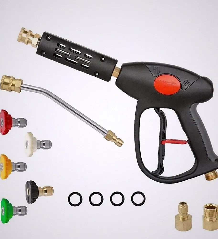 Sooprinse High Pressure Washer Gun 4000 PSI, 7 Inch Extension Red black
