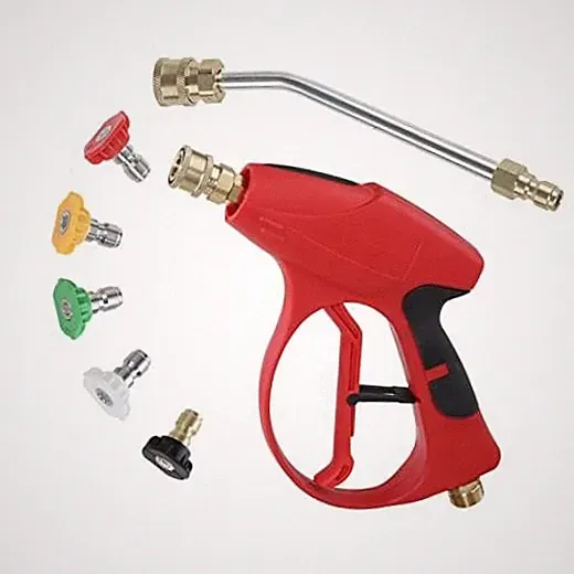 Sooprinse Short Pressure Washer Gun 3000 PSI, 7 Inch Replacement Extension Red