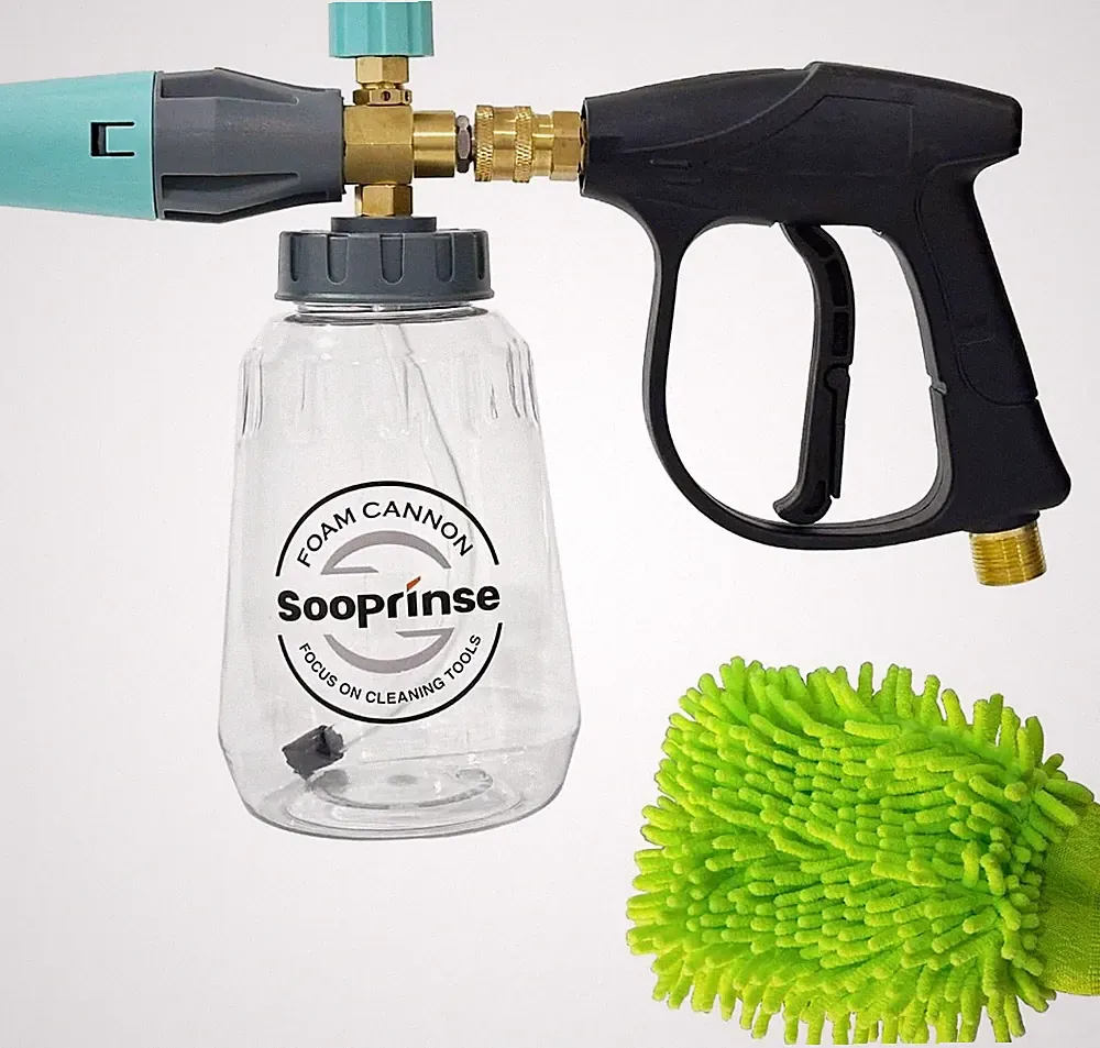 Sooprinse Short Pressure Washer Gun w/ Foam Cannon, 3000PSI, 1L Snow Foam Lance