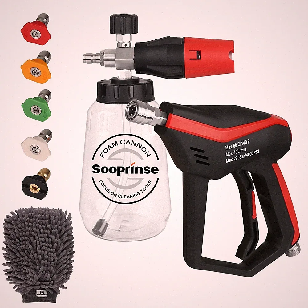 Sooprinse Short Pressure Washer Gun with Foam Cannon, Foam Cannon for Pressur...