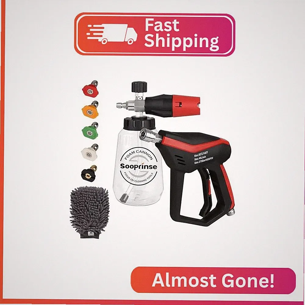 Sooprinse Short Pressure Washer Gun with Foam Cannon, Foam Cannon for Pressure W