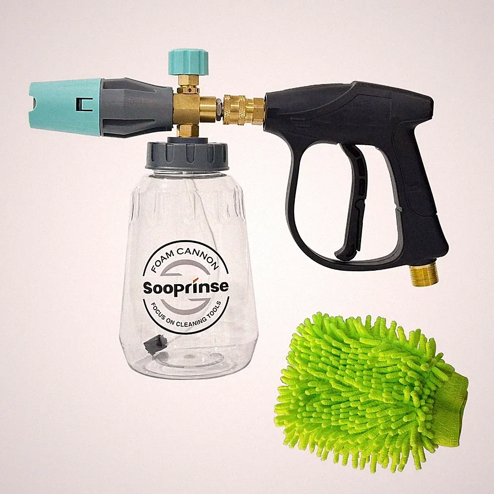 Sooprinse Short Pressure Washer Gun With Foam Cannon, High Pressure Snow Foam...