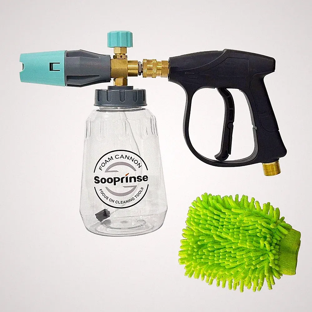 Sooprinse Short Pressure Washer Gun With Foam Cannon, High Pressure Snow Foam La