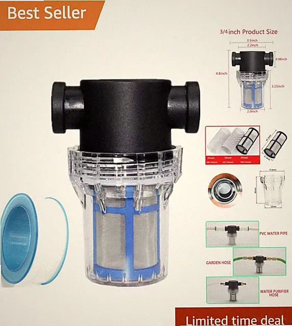 Stainless Steel Inline Sediment Filter 3/4 Inch for Garden Hose