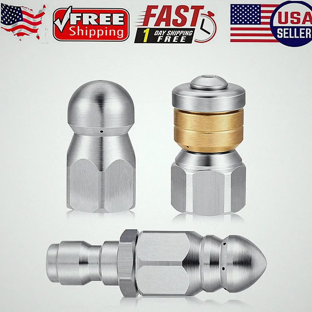 Stainless Steel Sewer Jetter Nozzle Pressure Washer Drain Cleaning Nozzles Tips