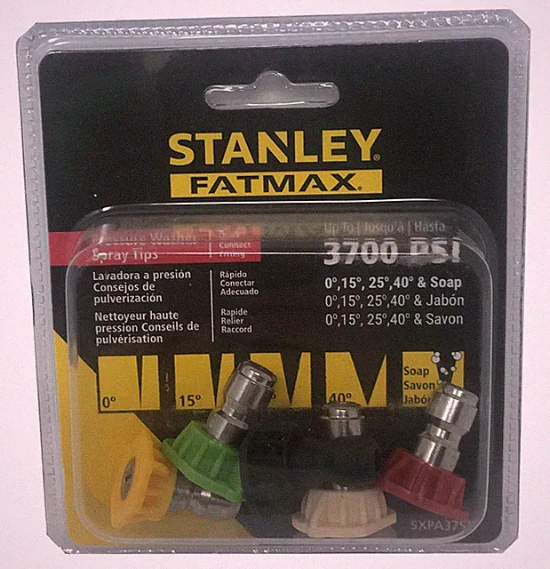 Stanley FatMax Pressure Washer Tips Set 5 Nozzles 3700 PSI Quick Connect Fitting