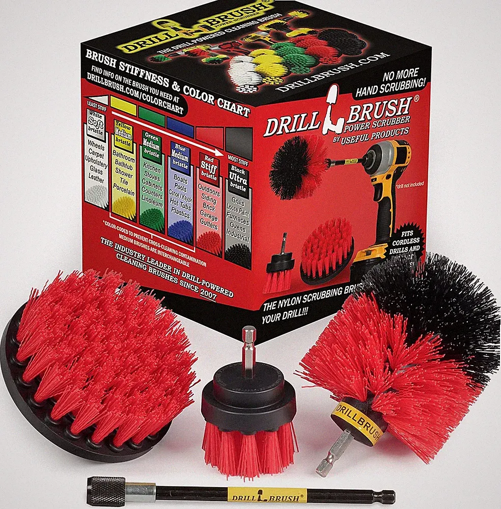 Stiff Bristle Power Scrubber Kit with Extension - Pressure Washer Surface Cleane