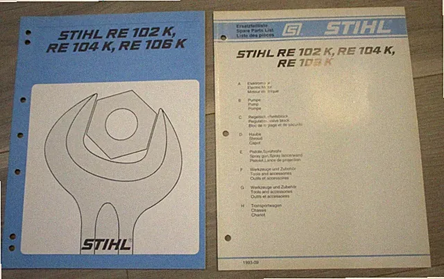 STIHL Pressure Washer Service Manual & Parts Repair Guide RE 102 104 106 K