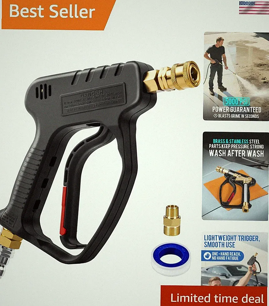 Stubby 5000 PSI Pressure Washer Gun - 10.5 GPM Foam Spray Gun for Efficient C...