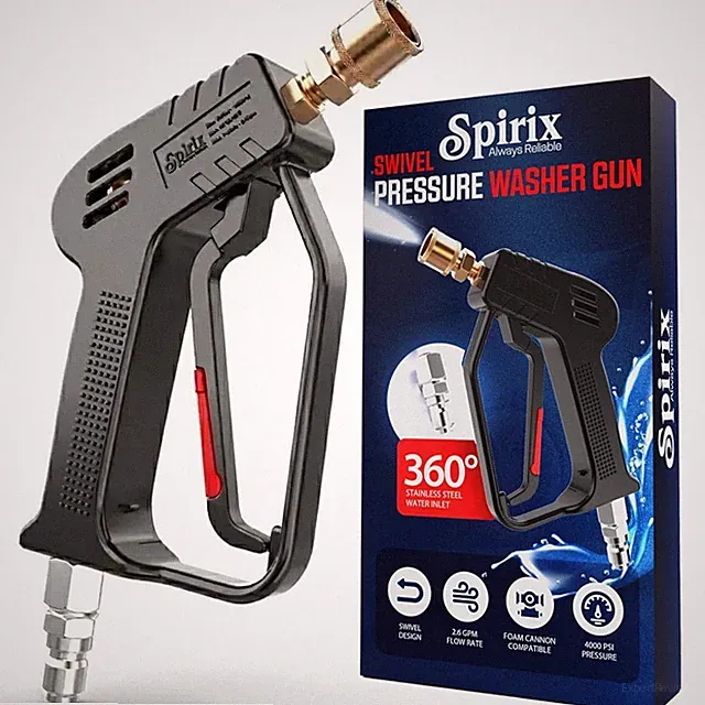 Stubby Pressure Washer Gun - 4000 PSI Short Power Washer Gun with 360° Swivel, 3