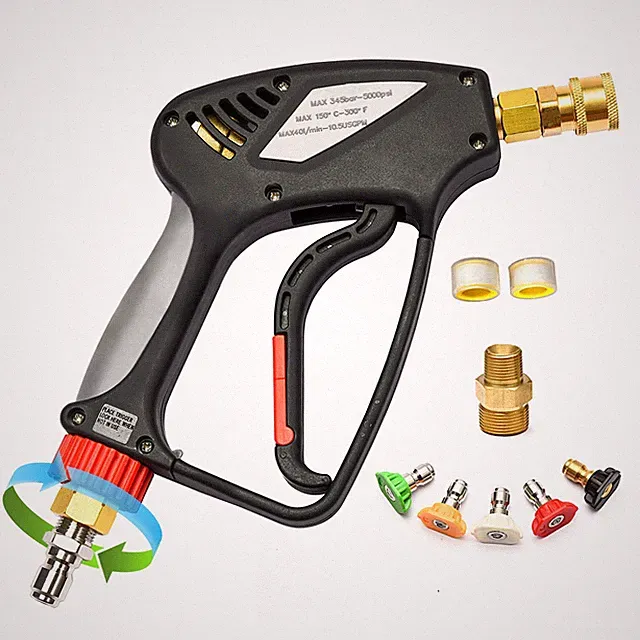 Stubby Pressure Washer Gun with 360° Swivel, 5000 PSI Short Power Washer Gun,...