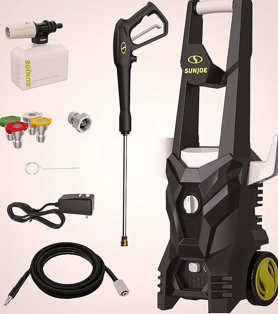 Sun Joe SPX100-GO Electric Pressure Washer, 13-Amp, 4 Nozzles, Foam Cannon
