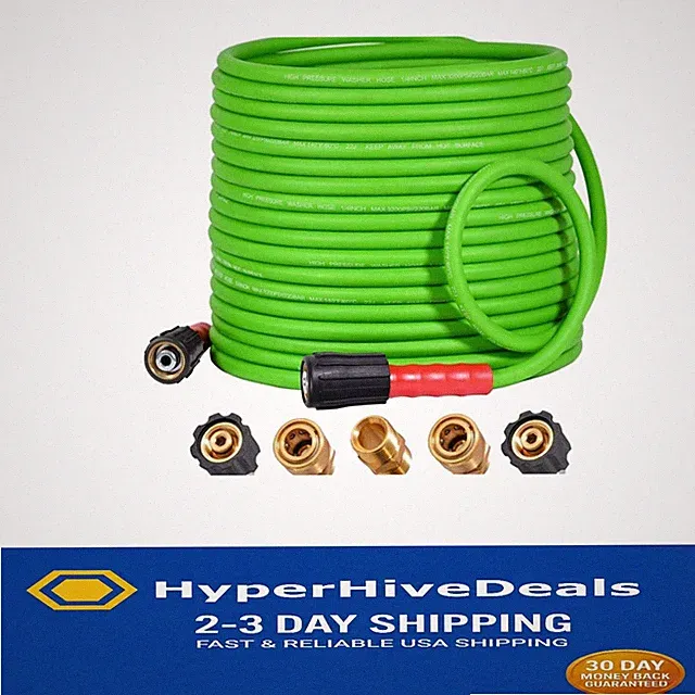 Super Flexible 50FT Pressure Washer Hose with Leak-Free Connectors - Green