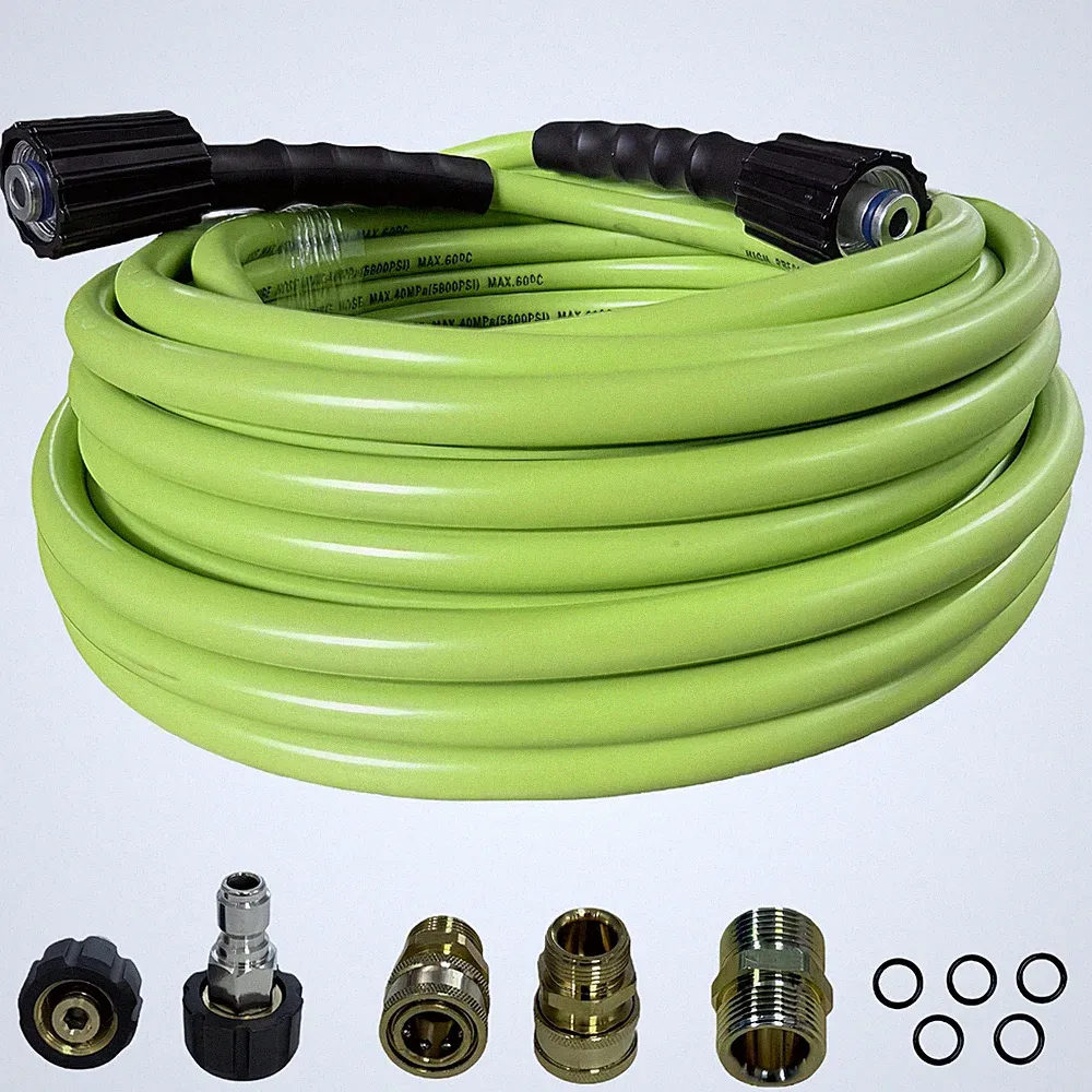 Super Flexible Pressure Washer Hose 50ft 5800 PSI Kink Resistant Power Washer...