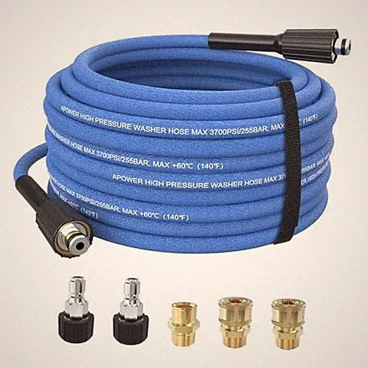 Super Flexible Pressure Washer Hose 50FT x 1/4", 3700 PSI Kink Blue Rubber
