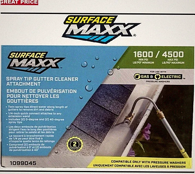 Surface Maxx Gutter Cleaner Spray Tip Attachment Compatible Pressure Washer NEW