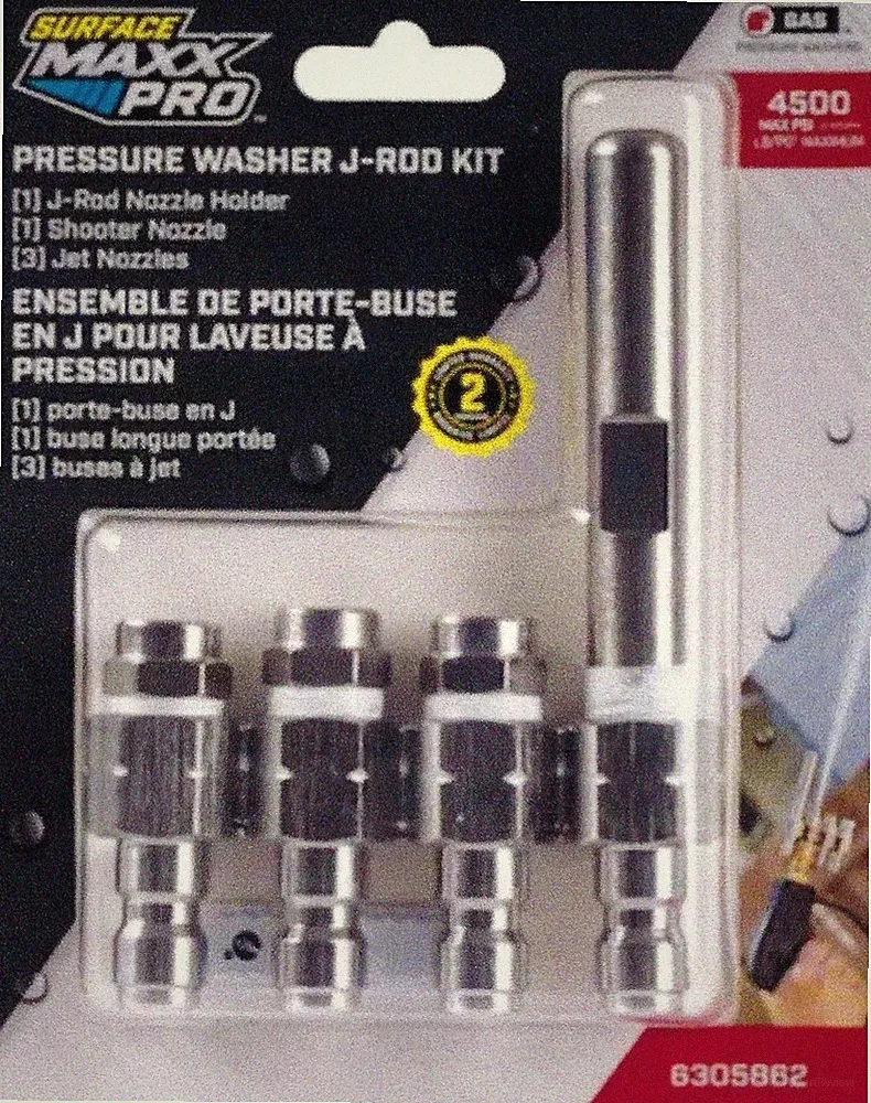 Surface Maxx Pro Pressure Washer J-Rod Kit: Holder/Shooter Nozzle/3 Jet Nozzles