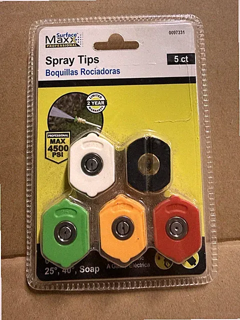 Surface Maxx Professional Spray Tips 5ct Pressure Washer Nozzle 4500 PSI 0.25in