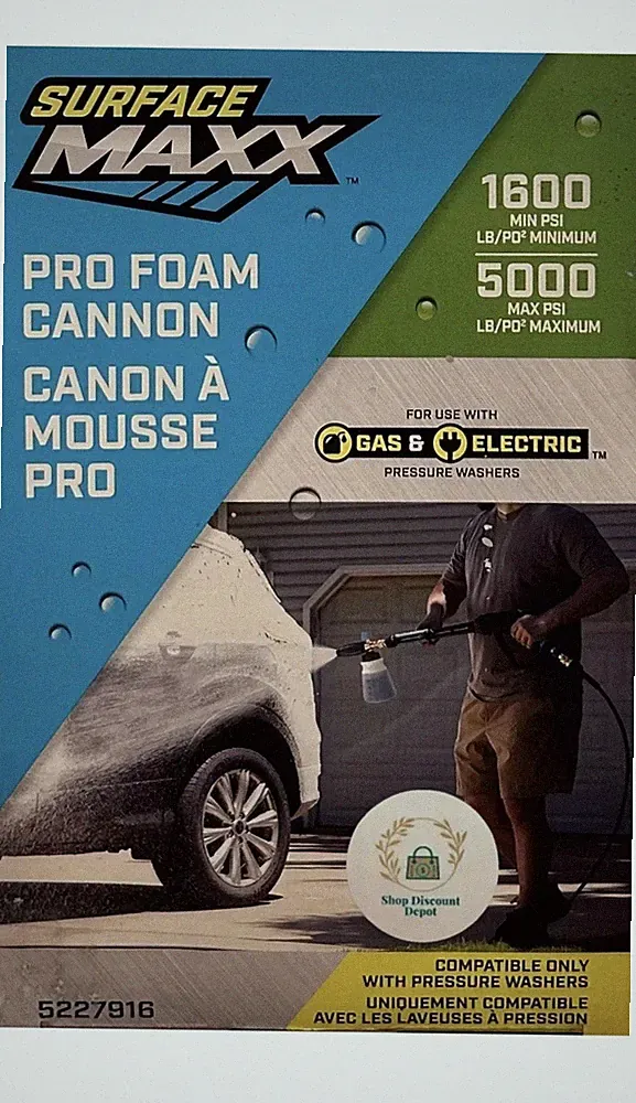 SurfaceMaxx Pro Foam Cannon Car Pressure Washer for Vehicles 5000 PSI - NEW