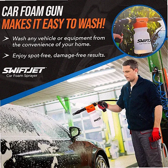 SwiftJet Car Wash Foam Gun with Microfiber Wash Mitt for Car, Truck, Boat, etc !