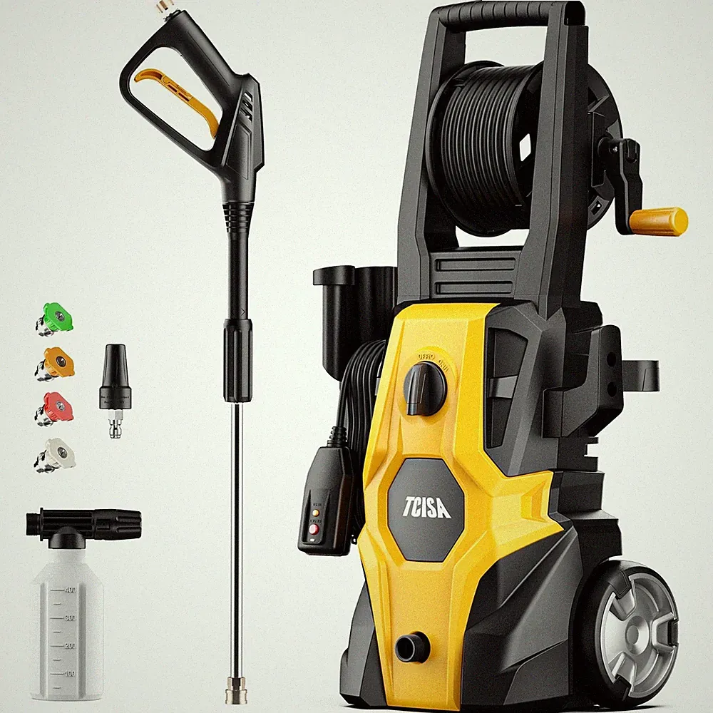 Tcisa TSG202 3800 PSI Electric Pressure Washer with 35FT Power Cord, 20FT Hose